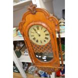 A late Victorian light oak 8 day wall clock, with Prince of Wales frieze