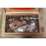 A box of coins to include Crowns, 1821, 1889, 1890 and silver (Q)