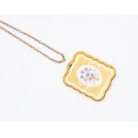 A Franklin porcelain pendant, 24ct gold surround, with chain
