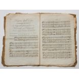 Music manuscript, 'Bass To god save the king' (national anthem), tacked into the rear covers of