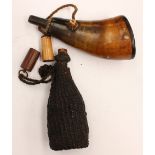 Japanese Samurai Horn Gun Powder Flask and  Pitch Straw Flask (2)