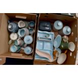 Two boxes of mid 20th Century Poole Pottery dinner and tea wares A/F