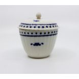 A Caughley sucrier, of ribbed form with scalloped rims, the lid with bud finial, Height 12cms,