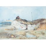 George Cattermole (1800-1868), Attack On Moorland Hut, Watercolour, framed 17x12cm