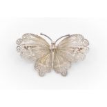 Silver filigree butterfly brooch