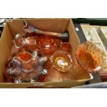 A box of carnival glass