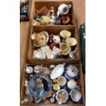 Three boxes of mixed ceramics including; Royal Doulton, blue and white, bowls and jars (Q)
