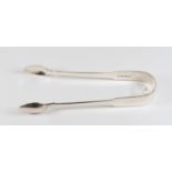 Pair George IV silver sugar tongs, London 1821, makers mark rubbed