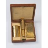 A boxed, circa 1930's Gillette gilt plated travel razor
