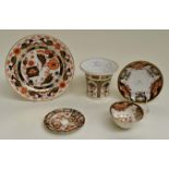 Crown Derby Imari pattern, including vase, cup and saucer, Imari plate, 12 cms approx diameter, vase