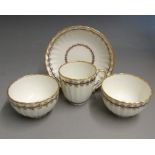 A Derby coffee cup and saucer along with two matching large tea bowls, pattern No .10, circa 1782-
