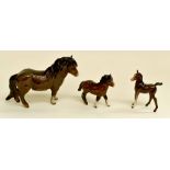 Three Beswick horses including Shetland pony (3)