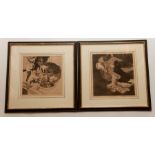 Franz von Bayros (1866-1924), collection of nine erotic etchings, some with aquatint, framed &