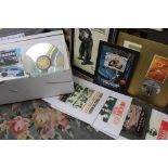 A quantity of pop memorabilia including original vinyl on displays, Oasis laser disc, signed