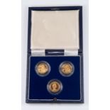 Three half Sovereigns dated 1982, 1983, 1984, cased