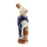 Japanese hirado porcelain figure of sambosa (dancing monkey) with a fan in its left hand and a
