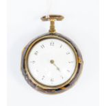 Thomas Glassup of Liverpool, Georgian silver gilt pair case pocket watch, tortoiseshell outer