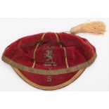 Ray Lambert: A 1946-47 Wales full International Cap, awarded to Ray Lambert, stitched 'F.A.W. 1946-