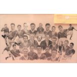 Manchester United Interest: A framed and glazed print of 'The Busby Babes', by Ean Gardiner, limited