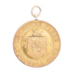 Leicester Fosse: A 9ct gold medal awarded to Harry Thorpe, Leicester Fosse, 'In Commemoration of