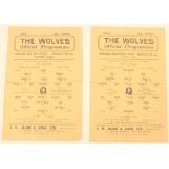 Football League: Two Wolverhampton Wanderers (Wolves) home Football League war-time programmes: v.
