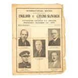 International: An England v. Czechoslovakia, International Match programme, 1st December 1937,