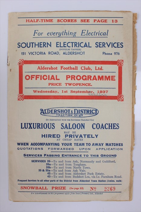 Football League: An Aldershot v. Reading, Football League Division 3 South programme, 1st