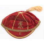 Ray Lambert: A 1947-48 Wales full International Cap, awarded to Ray Lambert, stitched 'F.A.W. 1947-