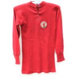 Ray Lambert: A Wales Schools Football Association football shirt, circa mid 1930's, red, with