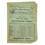 Football League: A West Ham United v. Nottingham Forest, Football League programme, 6th February