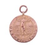 Lucy Morton: A 9ct gold Amateur Swimming Association, 'Olympic Tests' medal, inscribed to reverse '