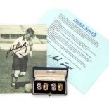 Notts County: A pair of silver Notts County cufflinks, awarded to Jackie Sewell for winning the