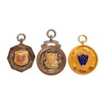 Medals: A cased Stockport & District S.S.F.L. 9ct gold enamelled medal, inscribed to reverse '