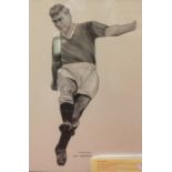 Manchester United Interest: A framed and glazed print of Duncan Edwards by Ean Gardiner, limited