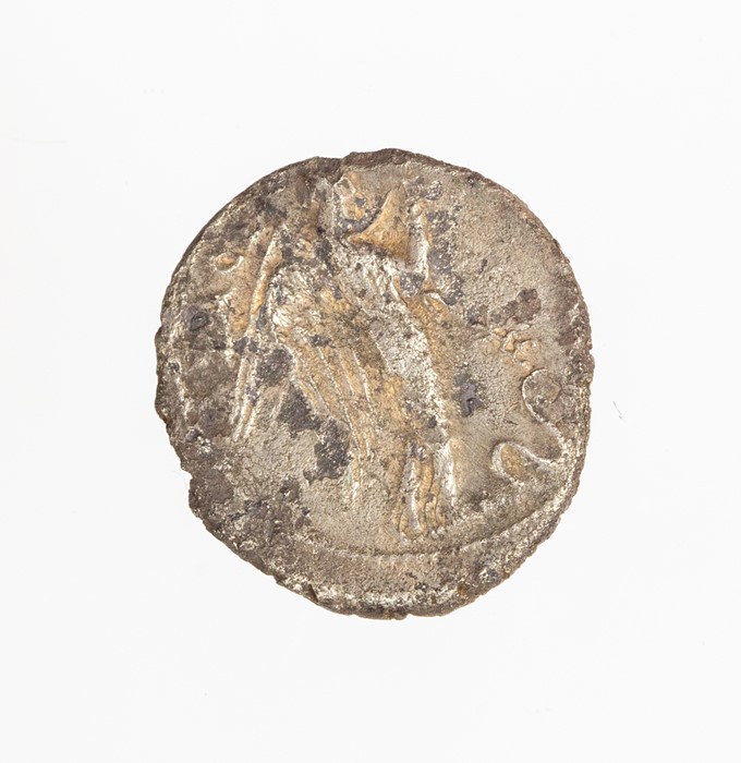 A silver denarius of Claudius (AD 41-54) dating to c. AD 46-47. Obverse: TI CLAVD [CAESAR AV]G PM TR - Image 2 of 2