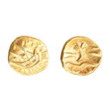 An uninscribed gold quarter stater of Gallo-Belgic type attributed to the Morini, dating c. 80-60