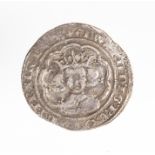 A silver hammered groat of Edward III (1327-1377) dating c. 1351-1352. Fourth coinage, pre-treaty