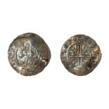 A silver hammered penny of William II (1087-1100) dating c. 1093-1096. Cross voided type, North