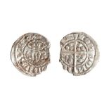 A mixed lot of six silver hammered coins. Represented in this group: incomplete halfpenny of