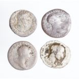 A mixed lot of four silver Roman denarii from the 2nd and early 3rd century. Represented in this