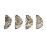 Four silver hammered cut halfpennies, three of John-classes 5 or 6, moneyers RICARD, WALTER and