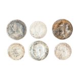 A mixed lot of six modern milled silver coins, all sixpences or shillings. Included in this lot,