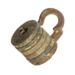 An incomplete cast copper-alloy combination padlock dating to the Post-Medieval period, c. 1550-