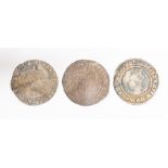 A mixed lot of three silver hammered sixpences of Elizabeth I (1558-1603). Dated 1583 (initial mark: