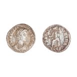 A silver siliqua of Gratian (AD 367-383) dating c. AD 374-377. Obverse: DN GRATIA-NVS PF AVG,