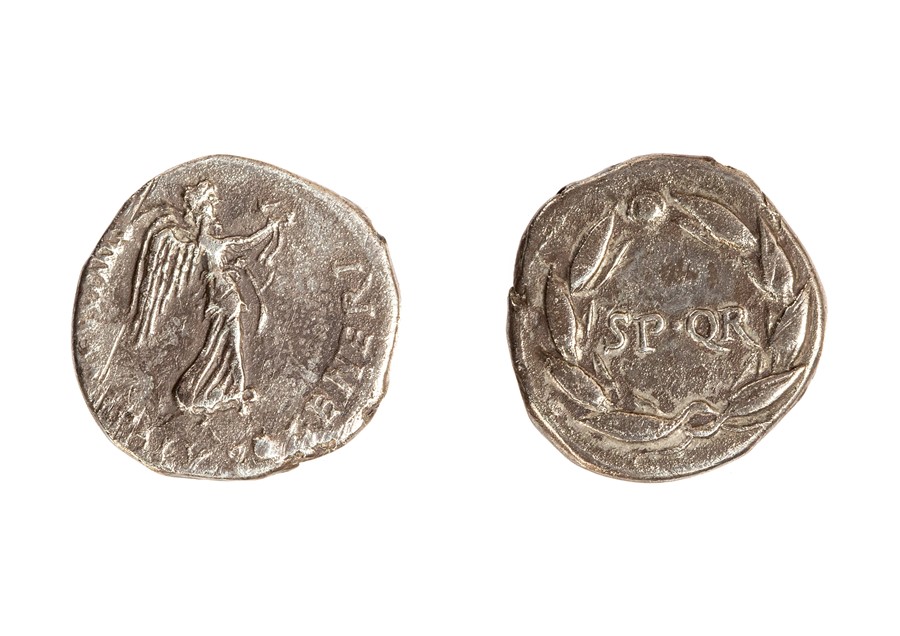 A silver denarius struck for Vindex during the revolt in Gallia Ludugensis from March-May of AD 68.