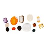 A collection of Intaglios, Ancient - 19th Century, including quartz, carnelian, banded agate,