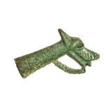 A complete cast copper-alloy zoomorphic terminal (probably originating from a drinking horn) of