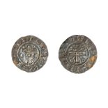 A silver hammered penny of William II (1087-1100) dating c. 1093-1096. Cross voided type, North