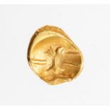 An uninscribed Gallo-Belgic gold quarter stater attributed to the Morini, dating c. 80-60 BC. Rudd's